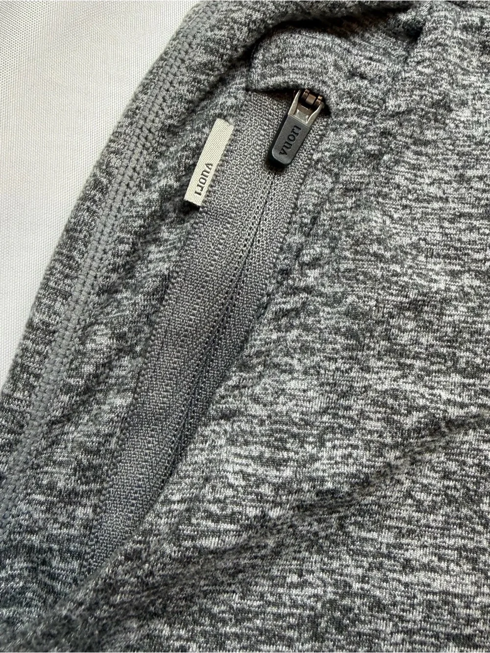 Vuori Men’s Performance Athletic Shorts Gray Heather Size Large Zip Pocket